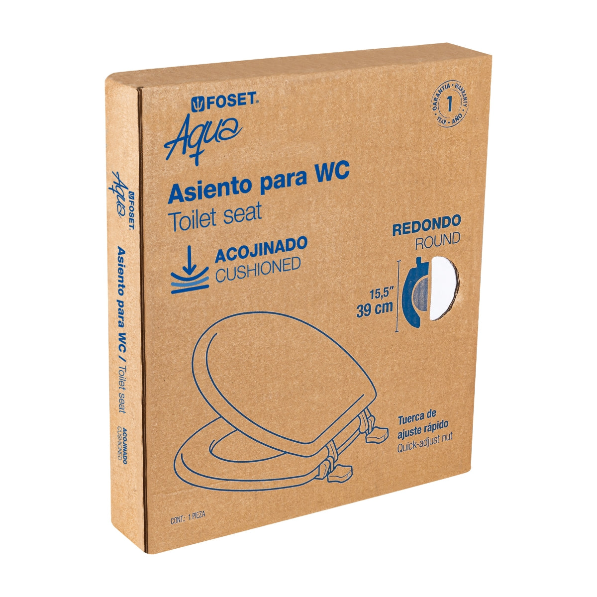 Asiento redondo acojinado W.C. color blanco SKU:'49367