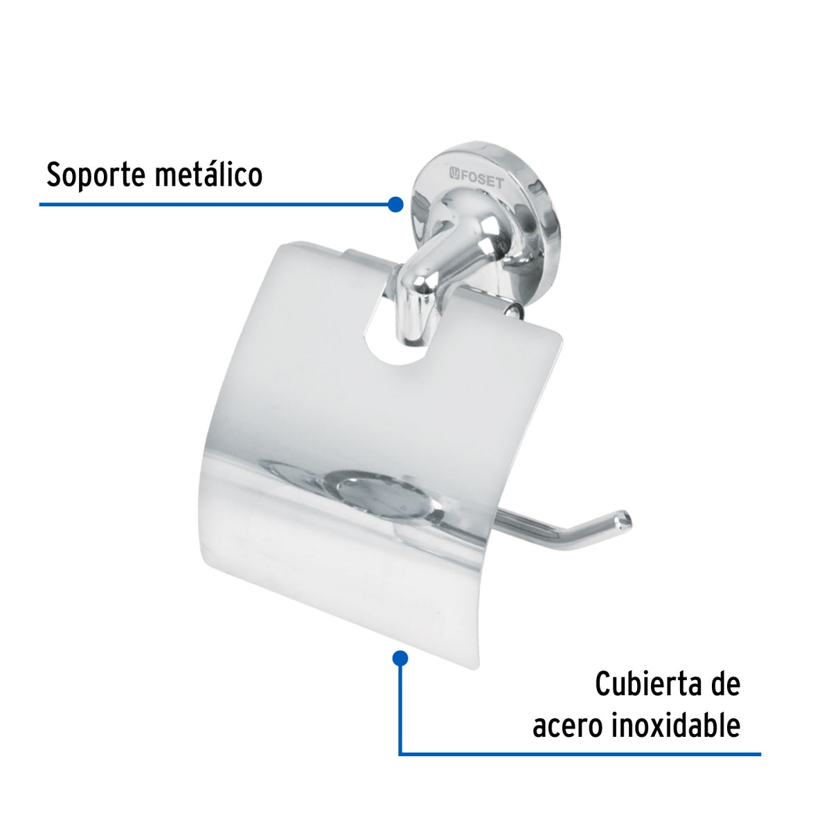 Portarrollo con soporte barra y cubierta metálicos (Aqua) SKU:'49397