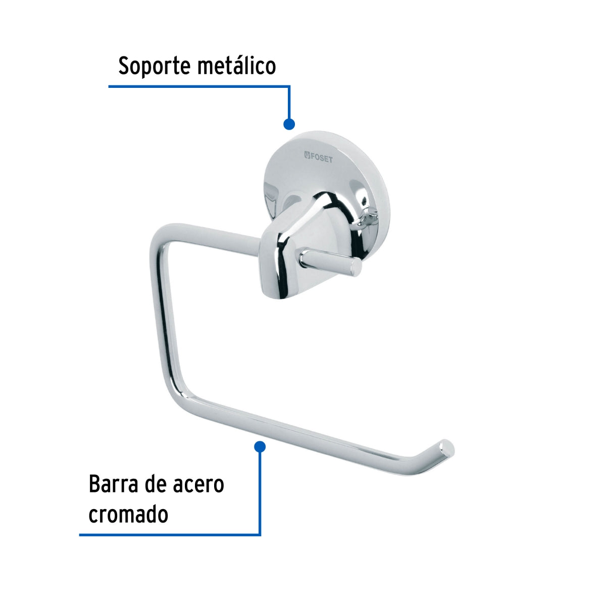 Portarrollo con soporte y barra metálicos (Aqua) SKU:'45164