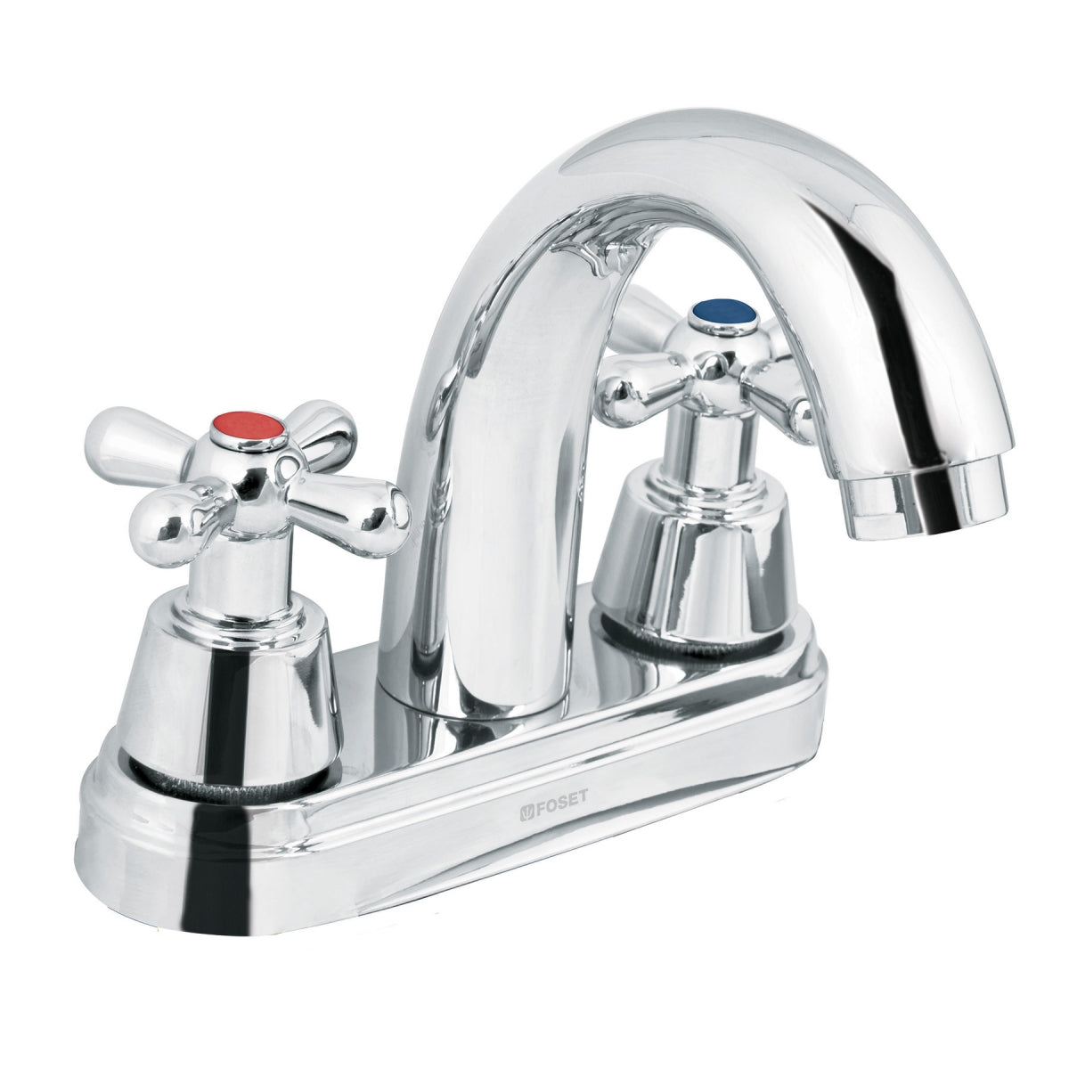 Mezcladora metálica 4" nariz curva p/lavabo manerales tipo cruceta (Aqua) SKU:'49692