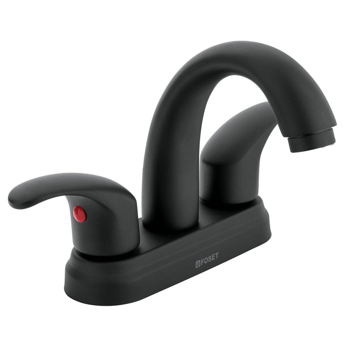 Mezcladora metálica 4" cuello curvo p/lavabo negro mate manerales tipo palanca (Aqua) SKU:'45357
