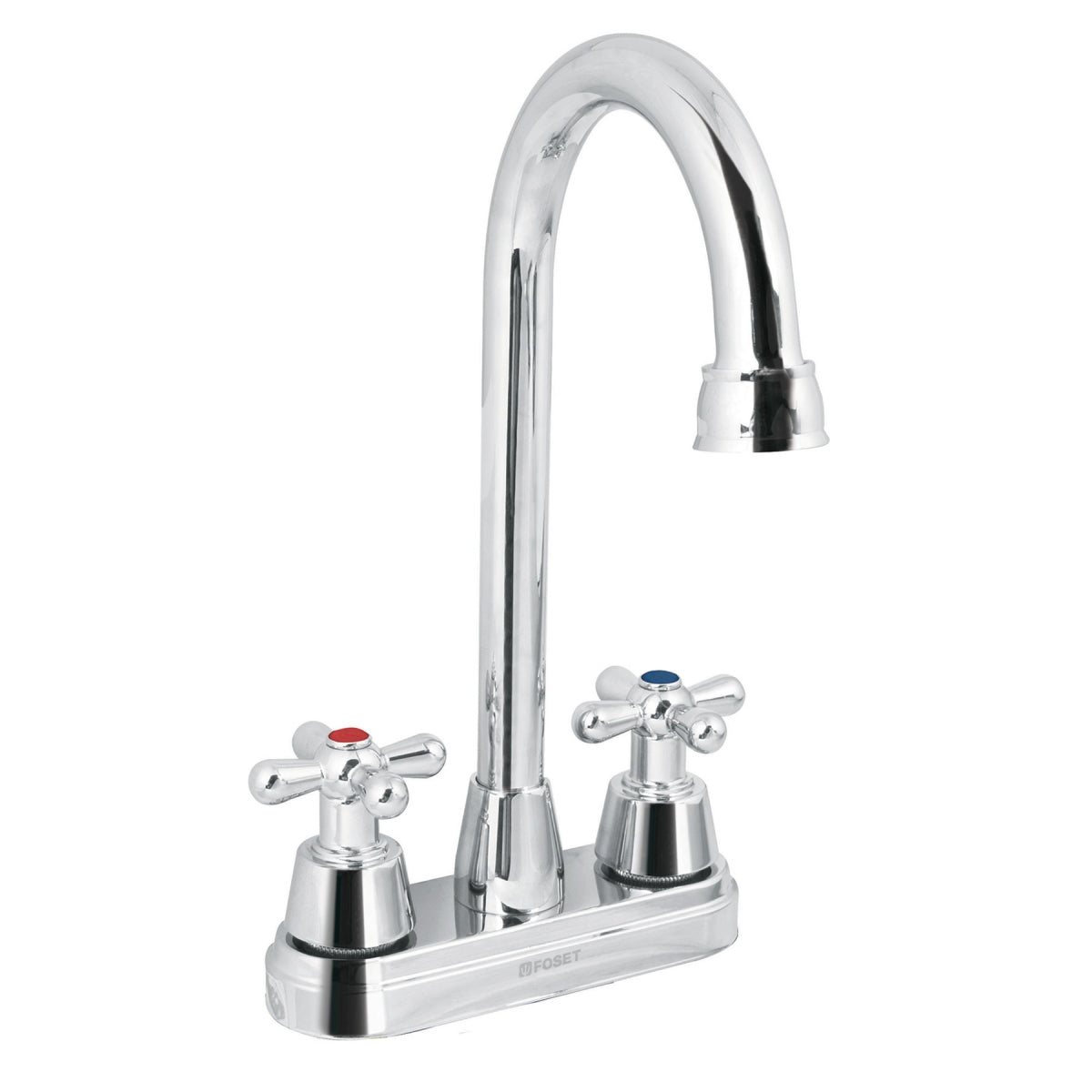 Mezcladora metálica 4" cuello alto p/lavabo manerales tipo cruceta (Aqua) SKU:'49690