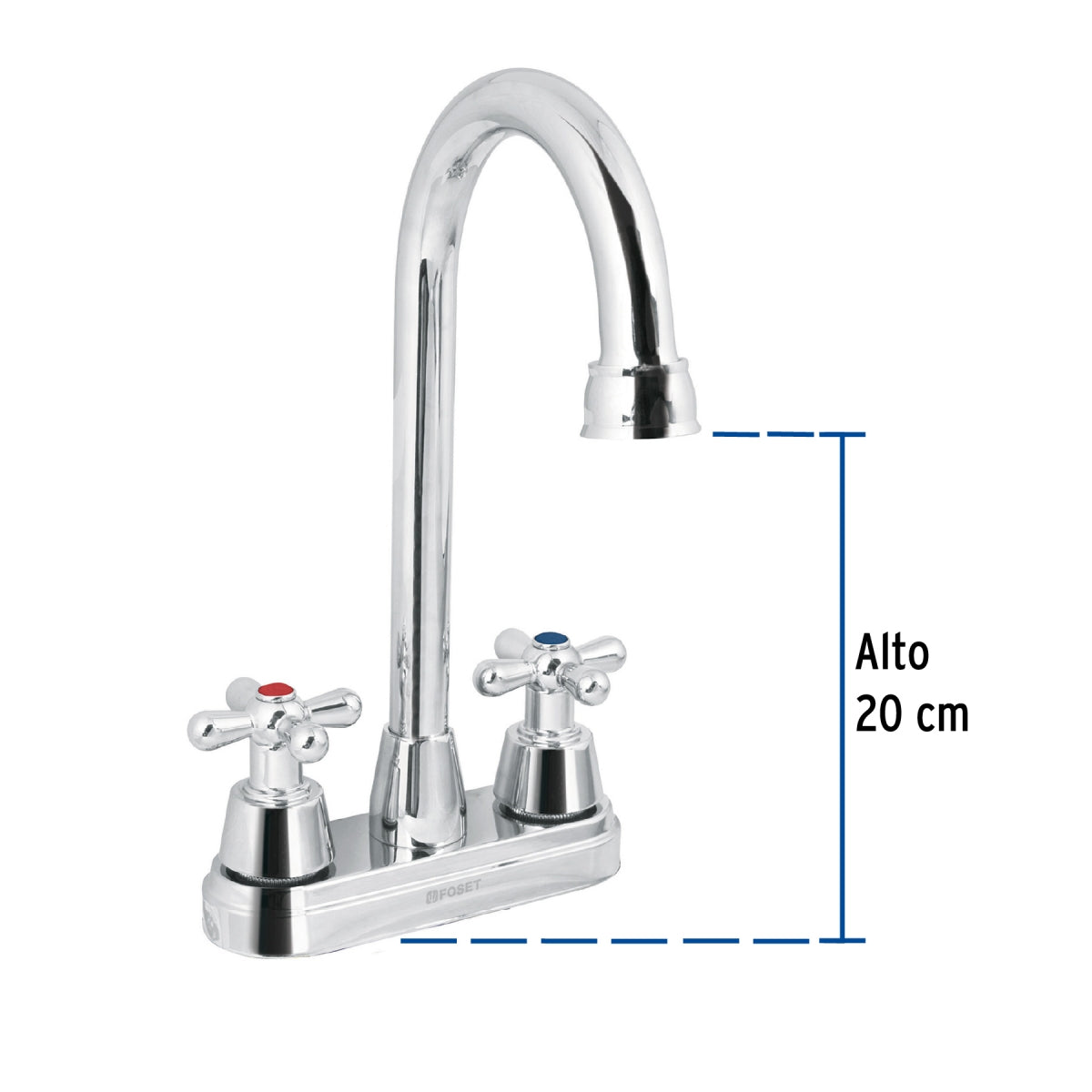 Mezcladora metálica 4" cuello alto p/lavabo manerales tipo cruceta (Aqua) SKU:'49690