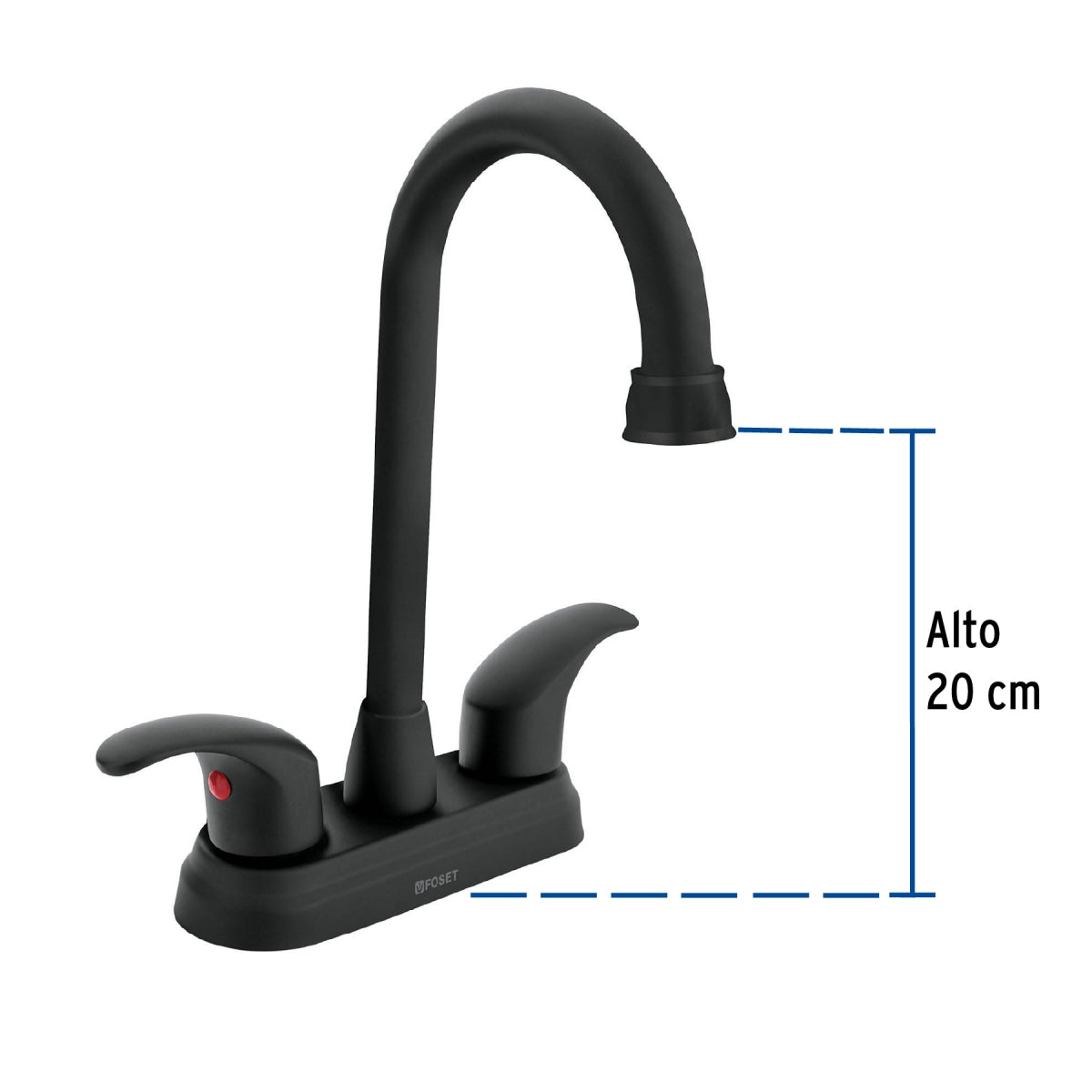 Mezcladora metálica 4" cuello bar p/lavabo negro mate manerales tipo palanca (Aqua) SKU:'45623