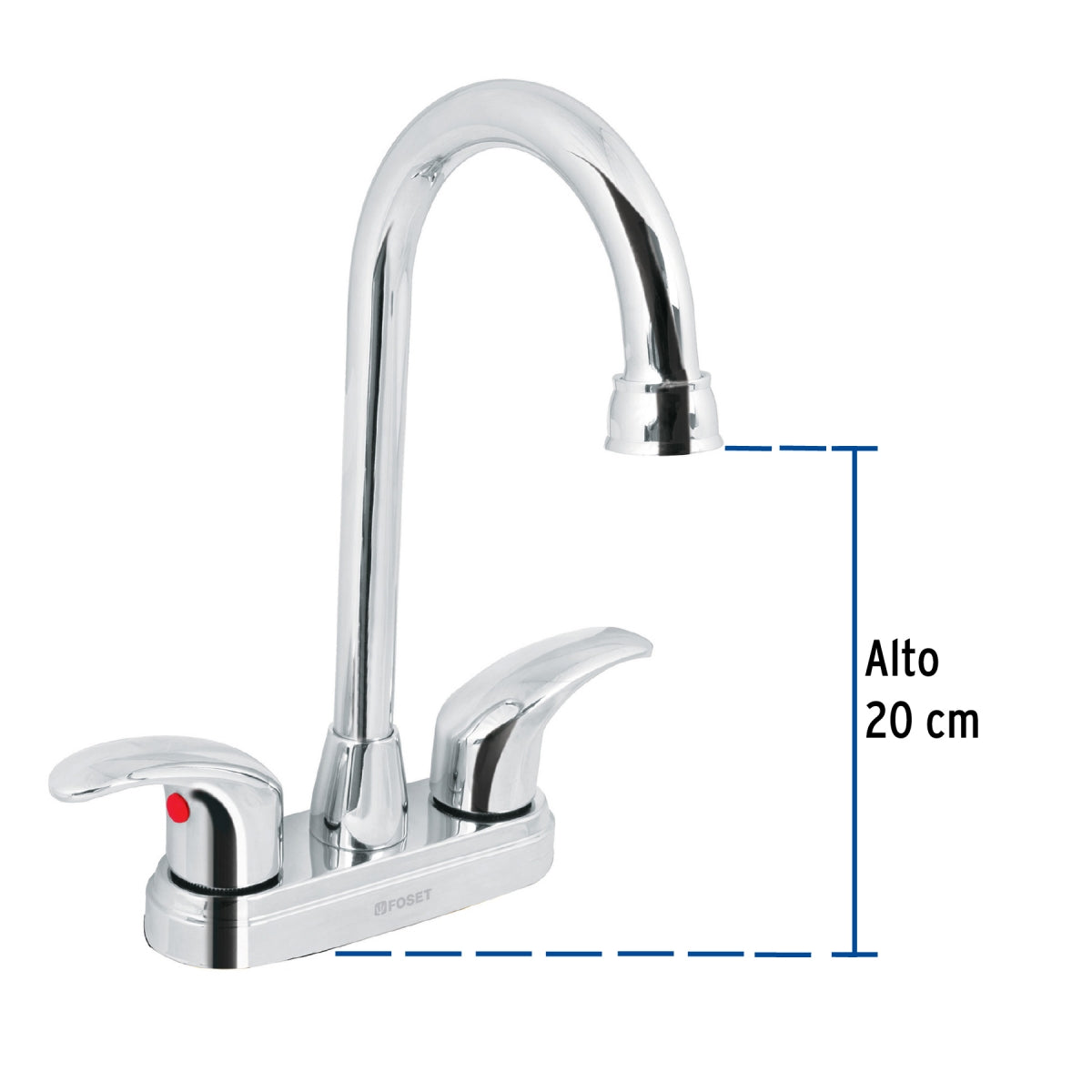 Mezcladora metálica 4" cuello alto p/lavabo manerales tipo palanca (Aqua) SKU:'49691