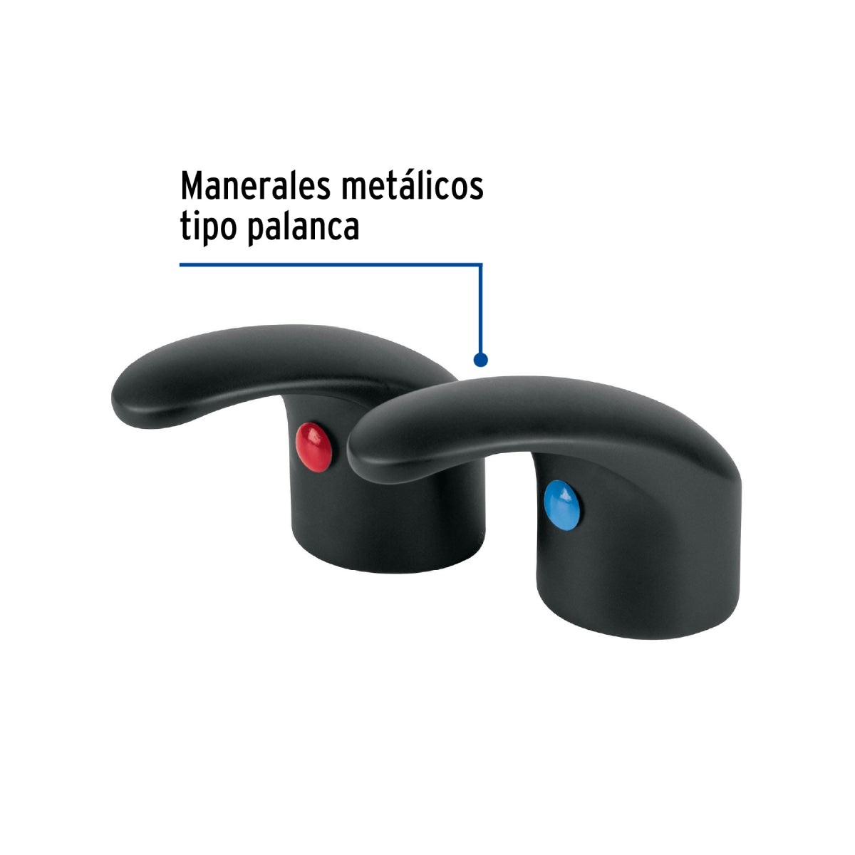 Juego 2 manerales metálicos p/lavabo o fregadero negro mate tipo palanca (Aqua) SKU:'45716