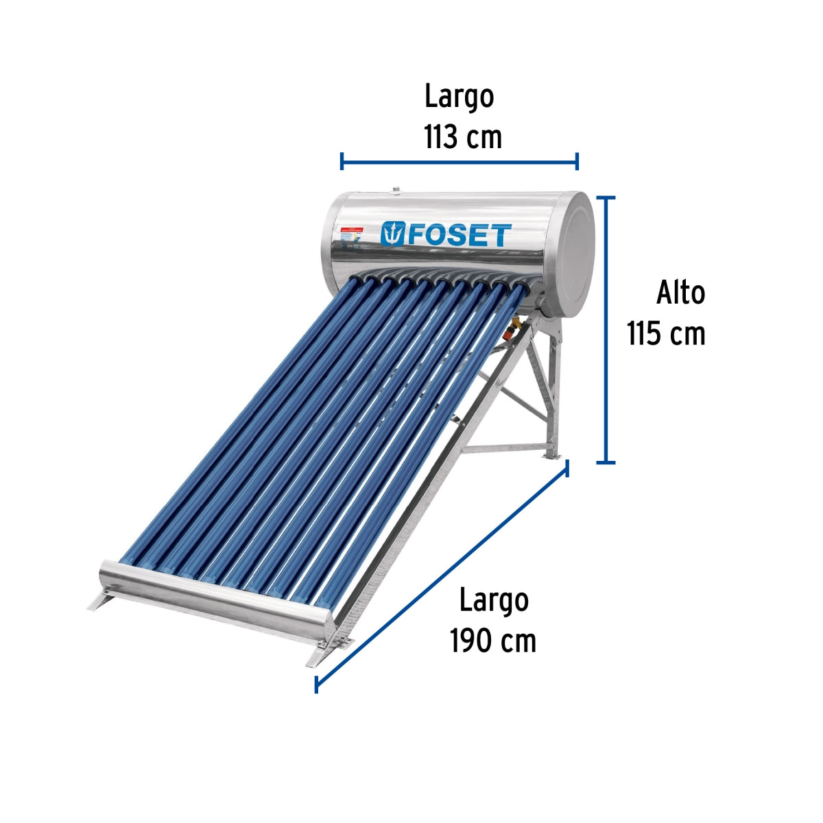 Calentador solar 10 tubos 130L 3 servicios SKU:'45270