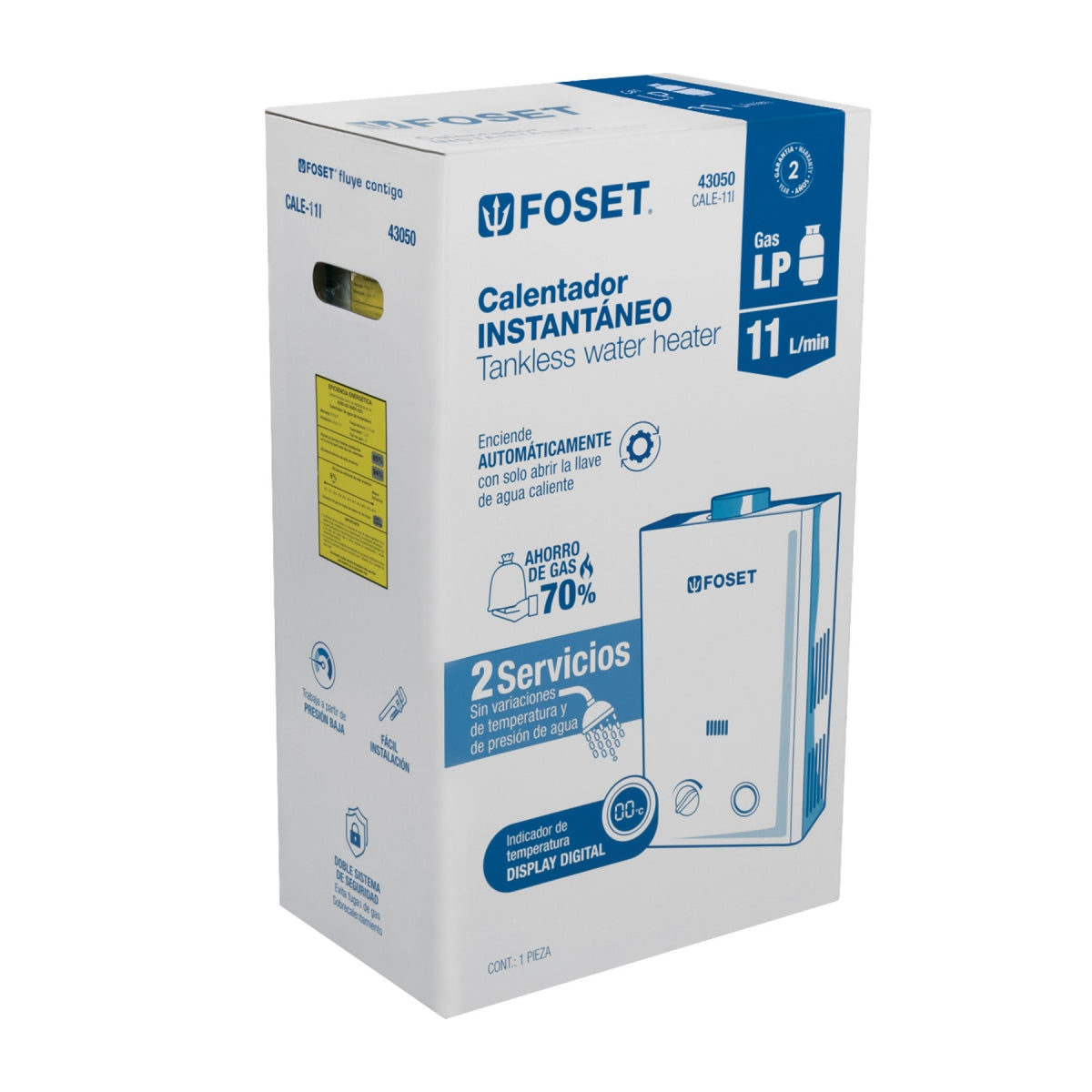 Calentador de paso instantáneo 11 L 2 servicios p/gas L.P. SKU:'43050