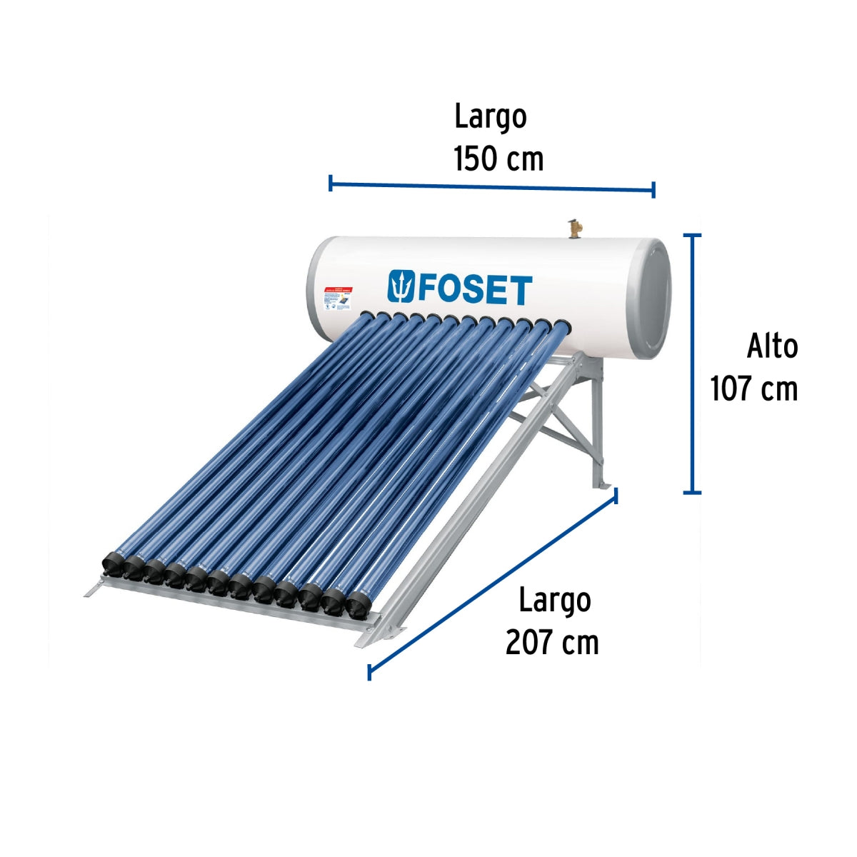 Calentador solar 12 tubos 150L 4 servicios (HeatPipe) SKU:'49965