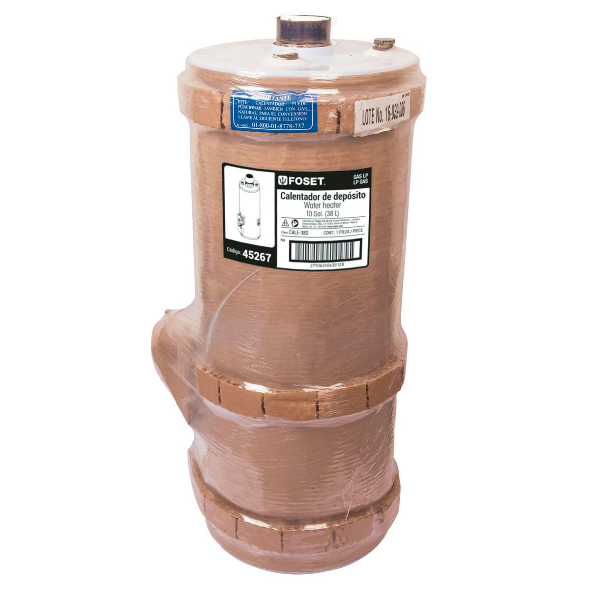 Calentador de depósito 38 L 1 servicio p/gas L.P. SKU:'45267