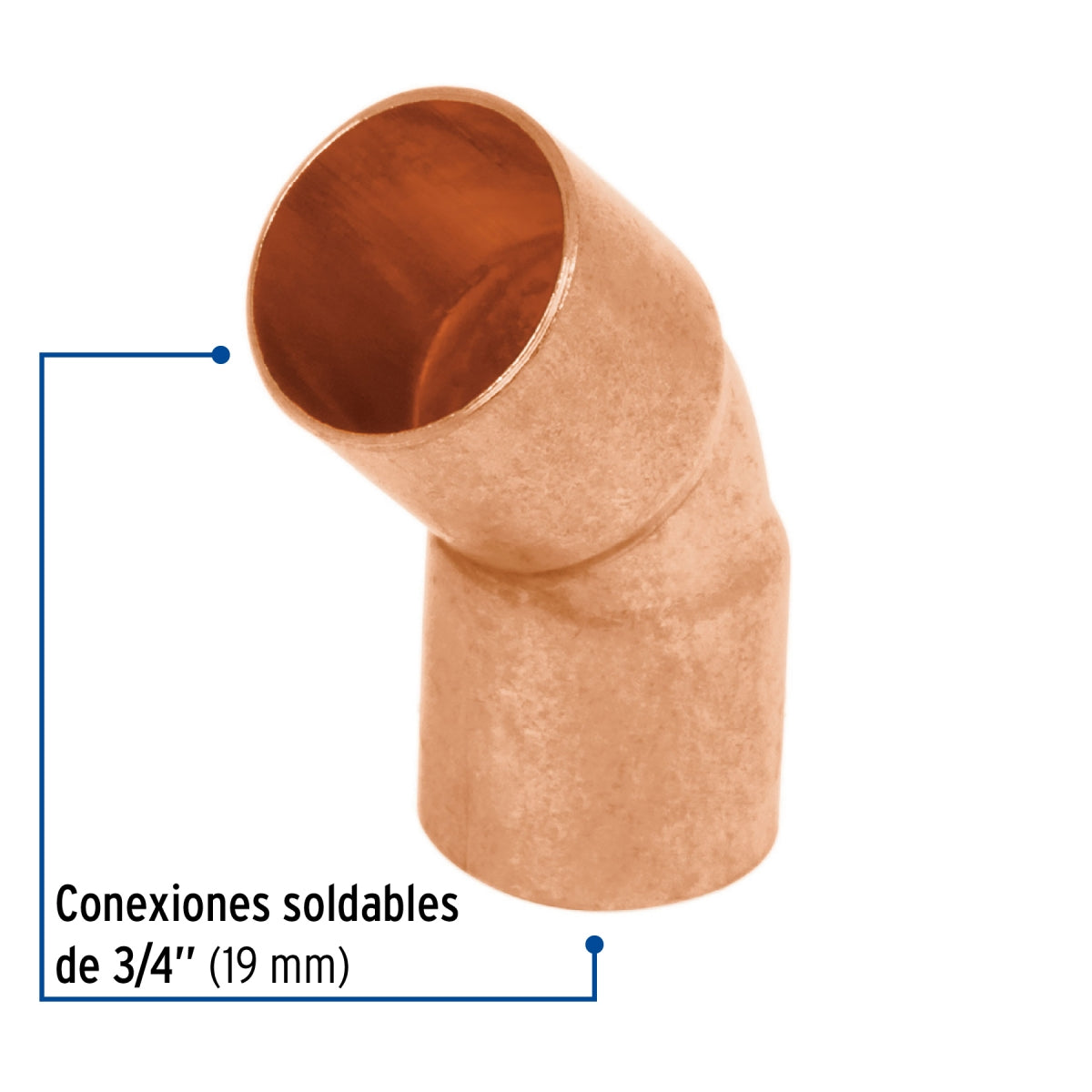 Codo 45º 3/4" cobre SKU:'49729