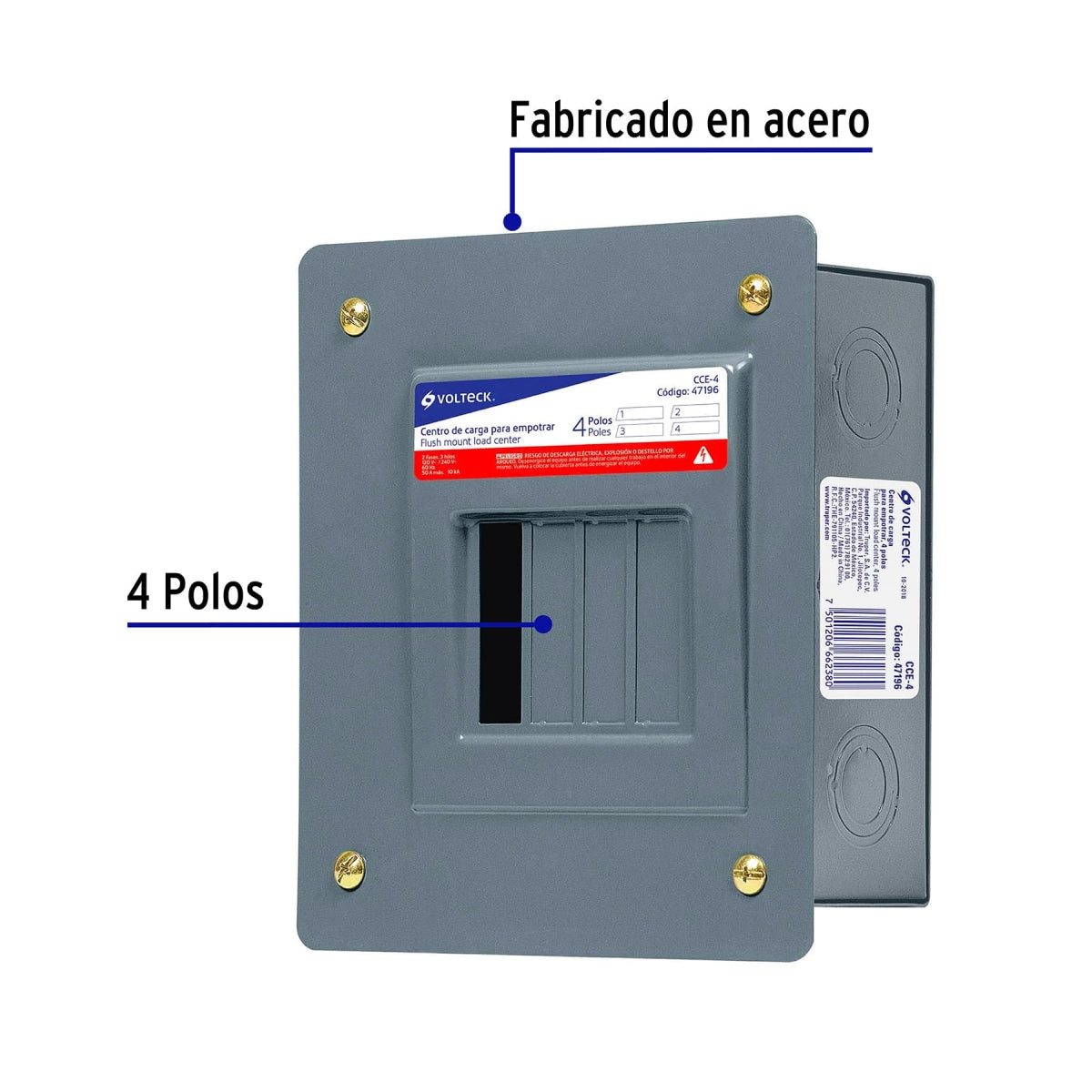 Centro de carga 4 ventanas para empotrar SKU:'47196