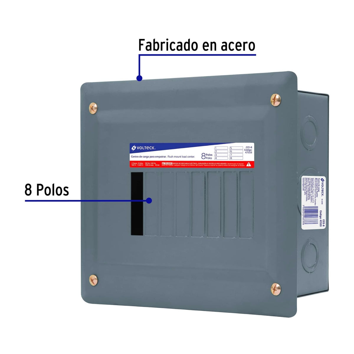 Centro de carga 8 ventanas para empotrar SKU:'47333