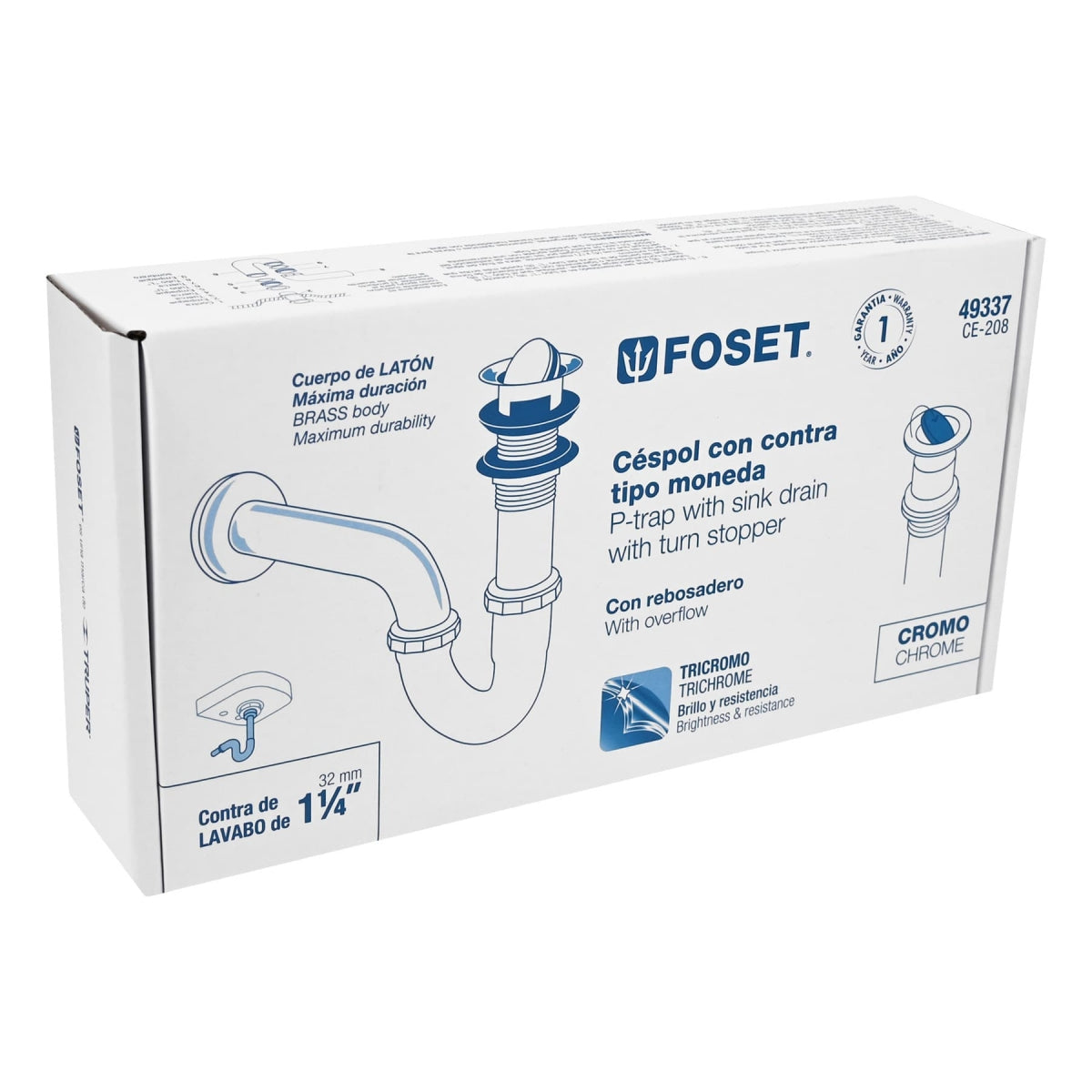Céspol metálico p/lavabo c/contra tipo moneda 1 1/4" SKU:'49337