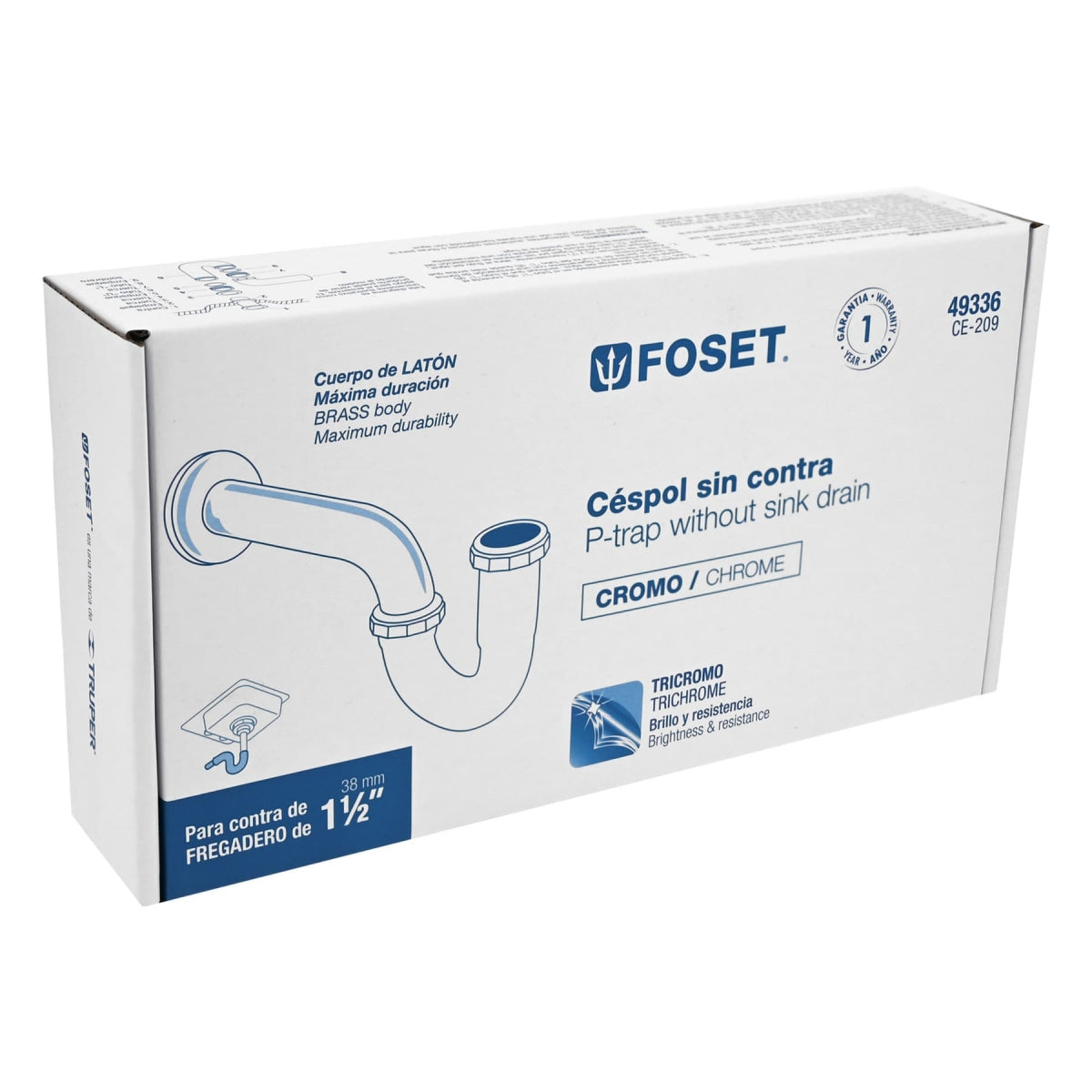 Céspol metálico p/fregadero sin contra 1 1/2" SKU:'49336