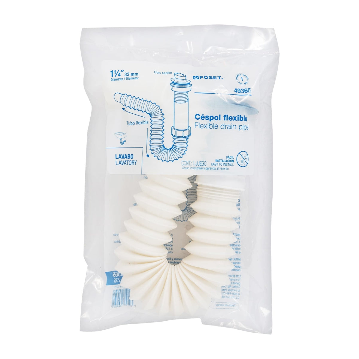 Céspol flexible PVC p/lavabo con contracanasta plástica 1 1/4" SKU:'49365