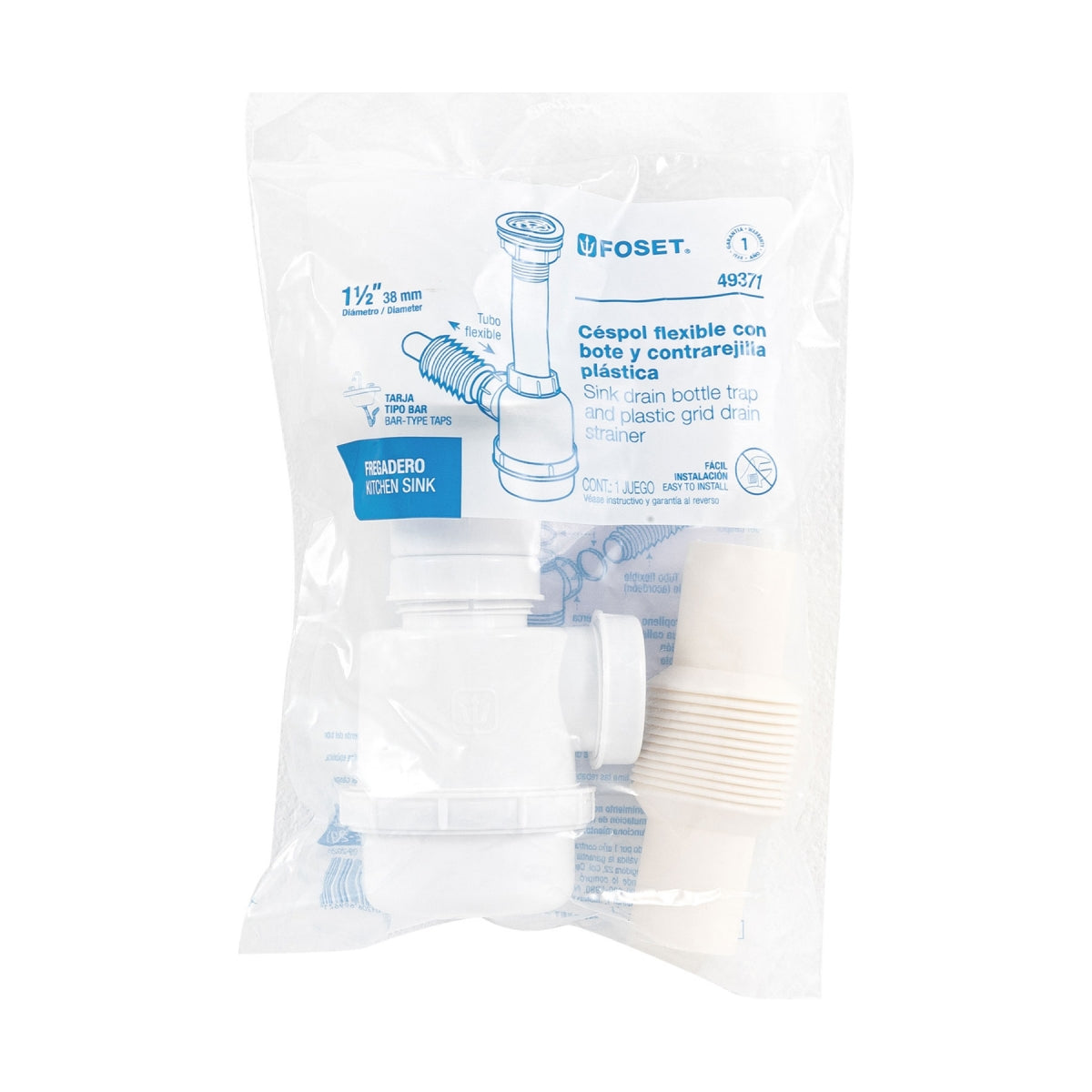 Céspol bote PVC p/fregadero con contra plástica 1 1/2" SKU:'49371