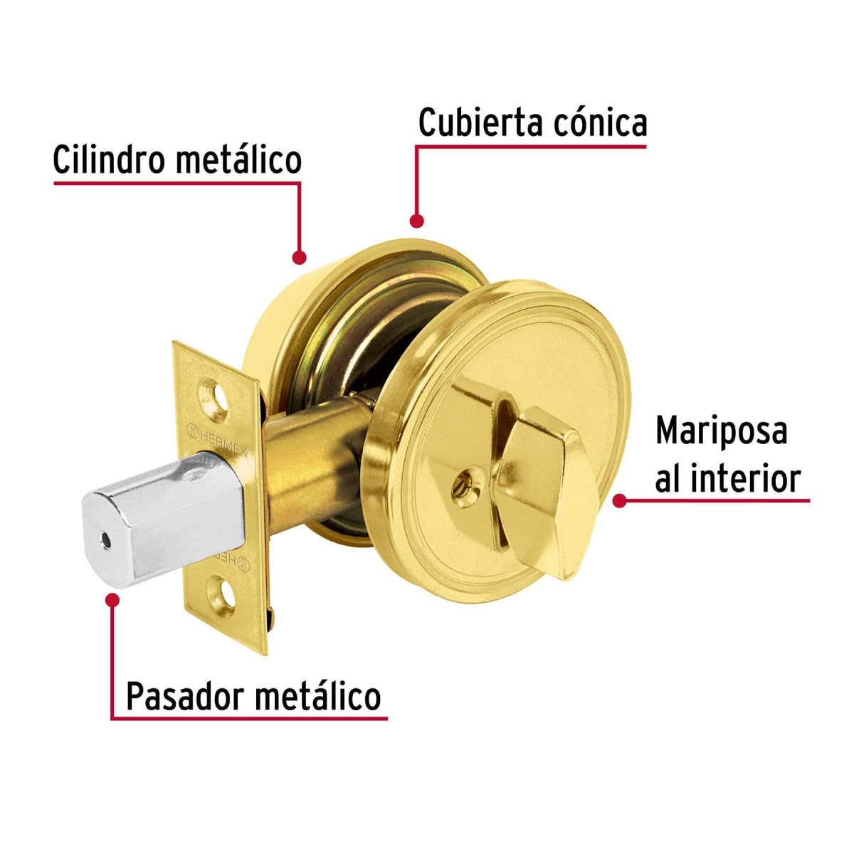 Cerrojo llave-mariposa color latón brillante SKU:'23613