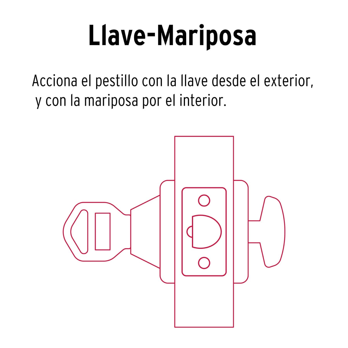 Cerrojo llave-mariposa color cromo mate SKU:'23614