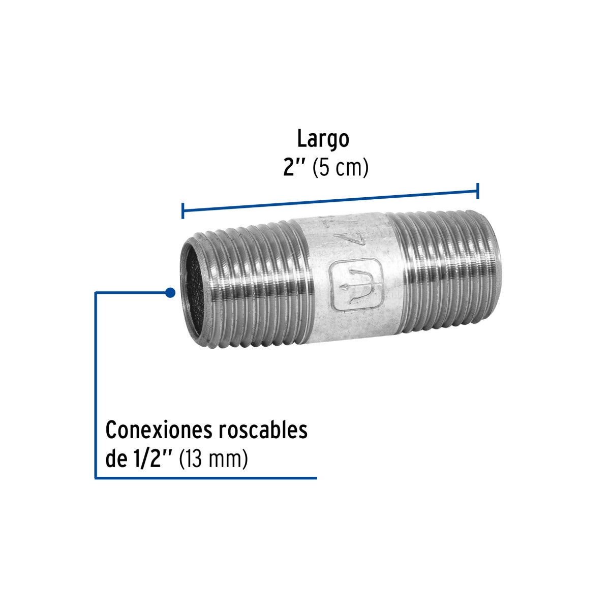 Niple 1/2" x 2" galvanizado SKU:'47516