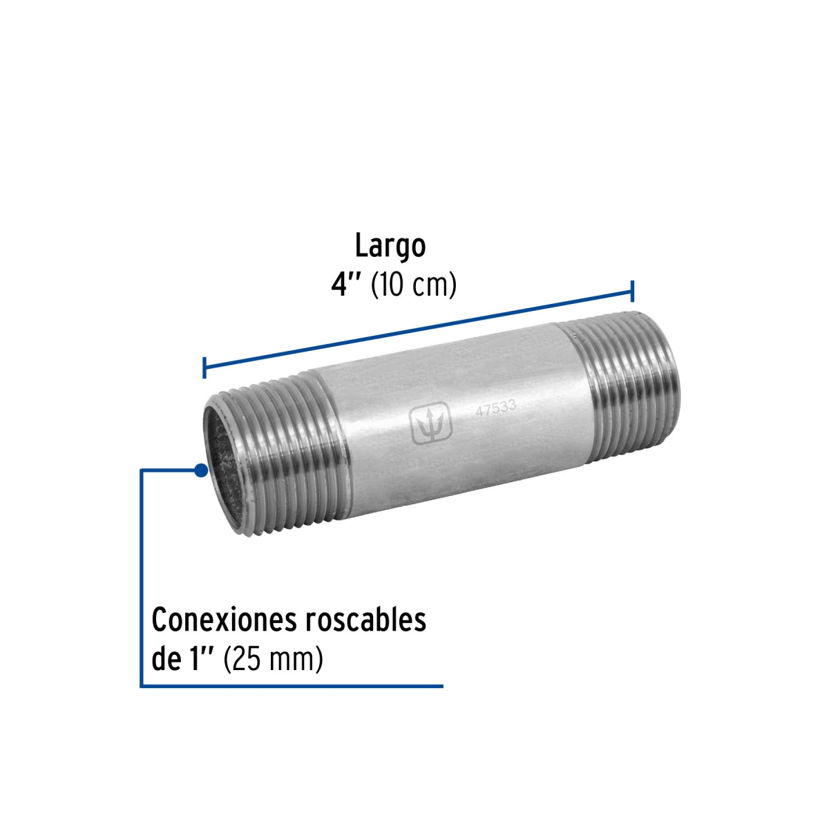 Niple 1" x 4" galvanizado SKU:'47533