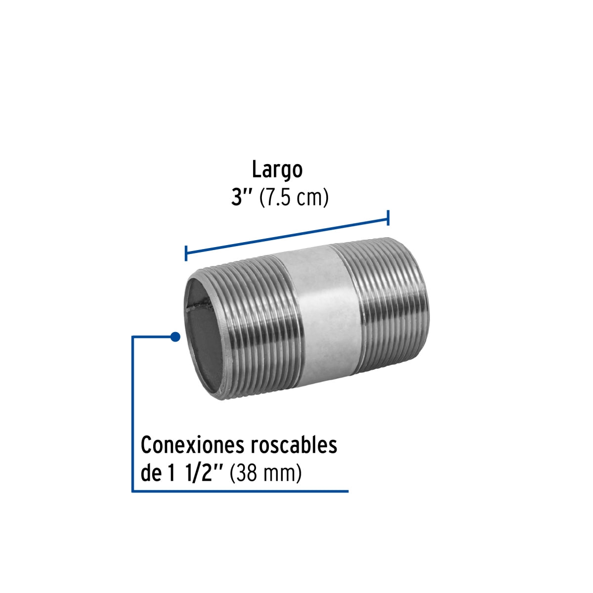 Niple 1 1/2" x 3" galvanizado SKU:'48836