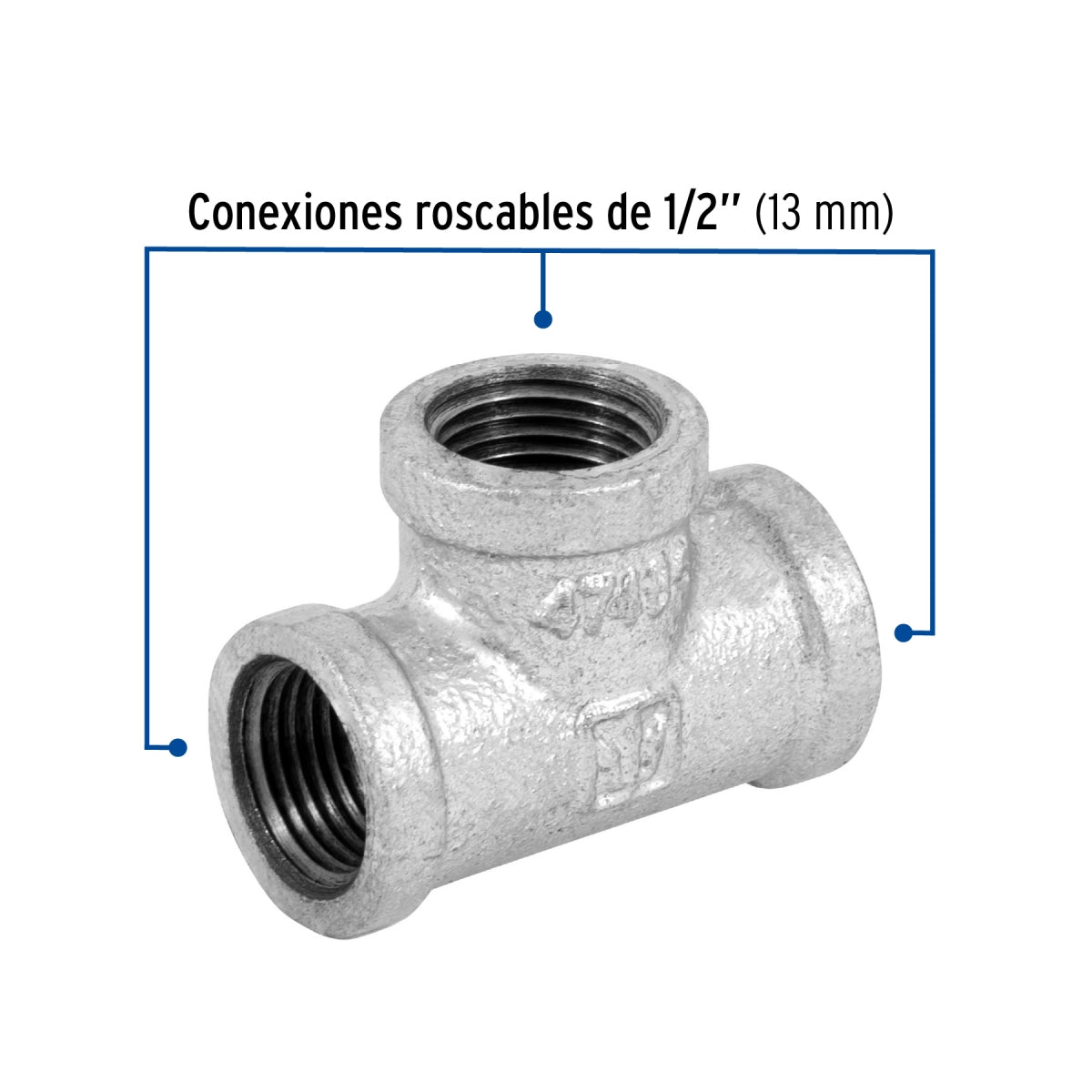 Tee 1/2" galvanizado SKU:'47485