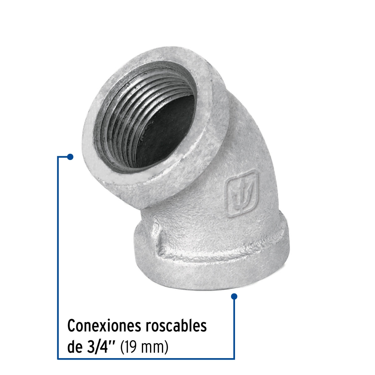 Codo 45° 3/4" galvanizado SKU:'47540