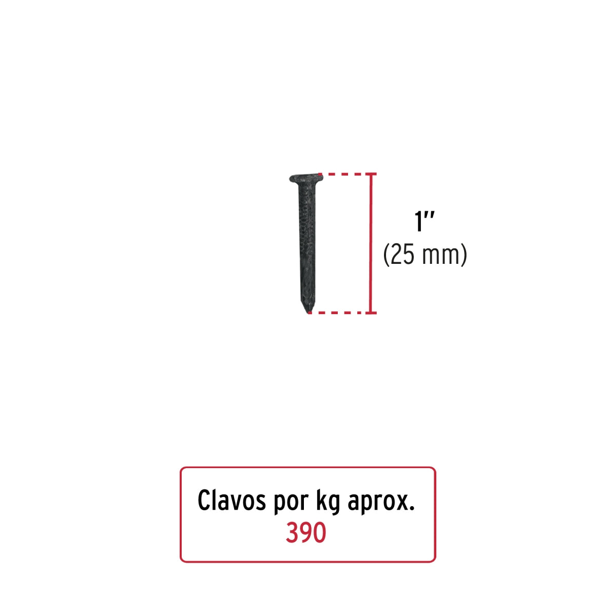 Clavos negros 1" p/concreto (1kg) SKU:'44131