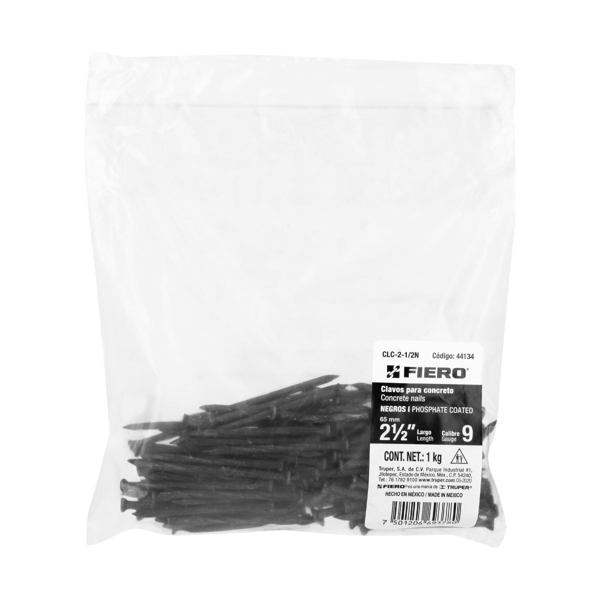 Clavos negros 2 1/2" p/concreto (1kg) SKU:'44134