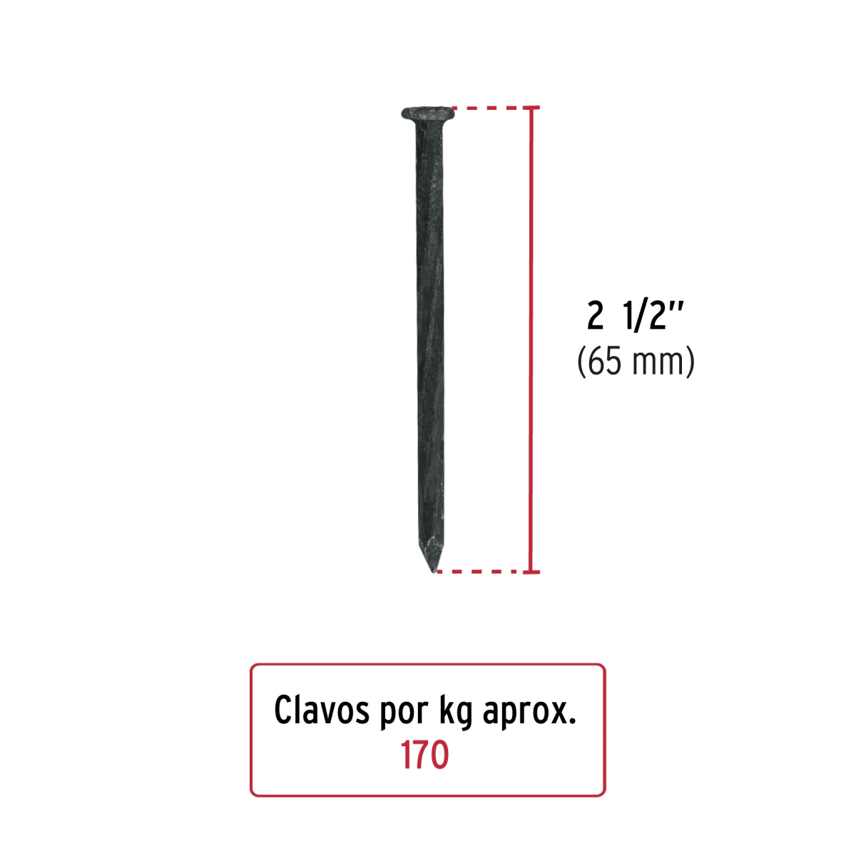 Clavos negros 2 1/2" p/concreto (1kg) SKU:'44134