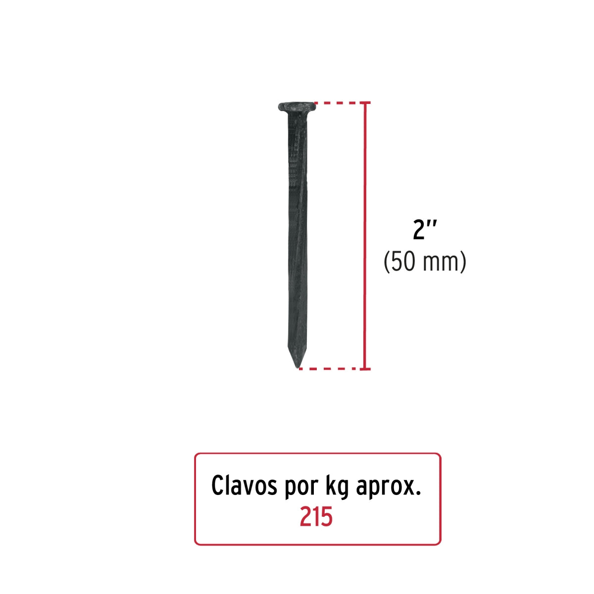 Clavos negros 2" p/concreto (1kg) SKU:'44133