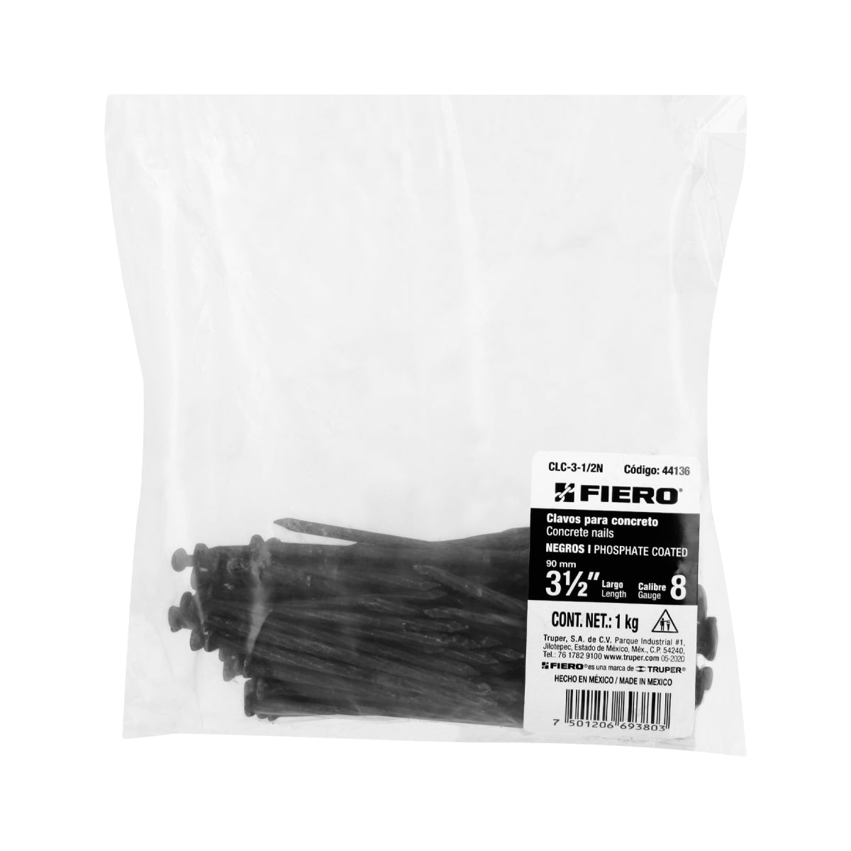 Clavos negros 4" p/concreto (1kg) SKU:'44136