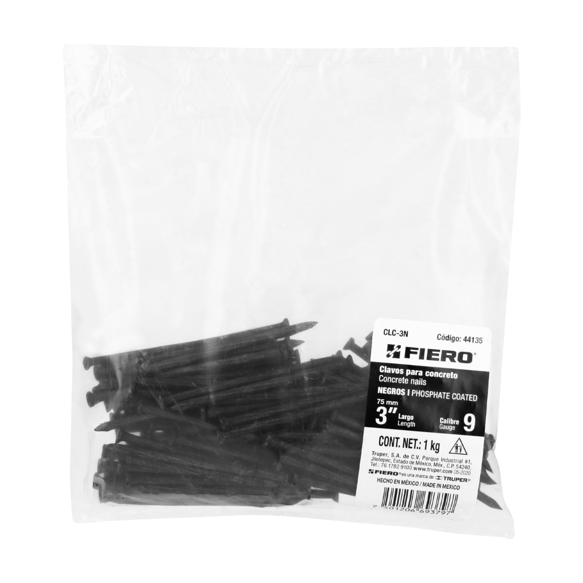 Clavos negros 3" p/concreto (1kg) SKU:'44135