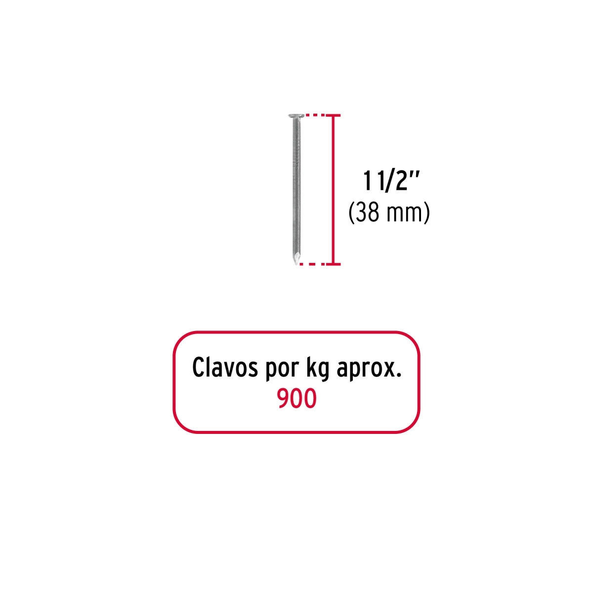 Clavos estándar 1 1/2" con cabeza (1kg) SKU:'44815
