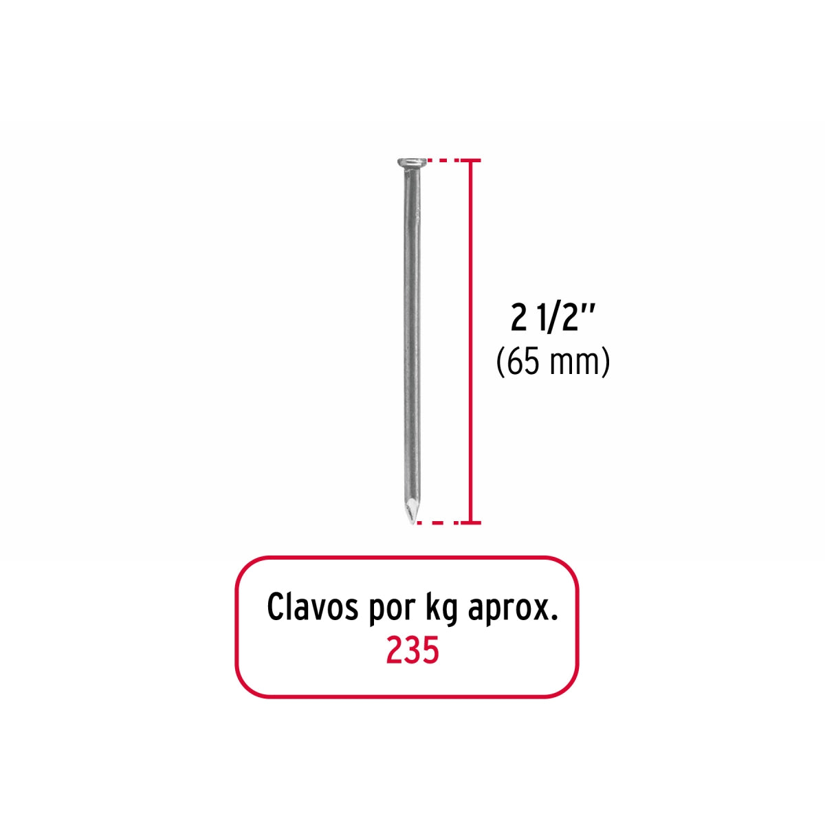 Clavos estándar 2 1/2" con cabeza (1kg) SKU:'45022