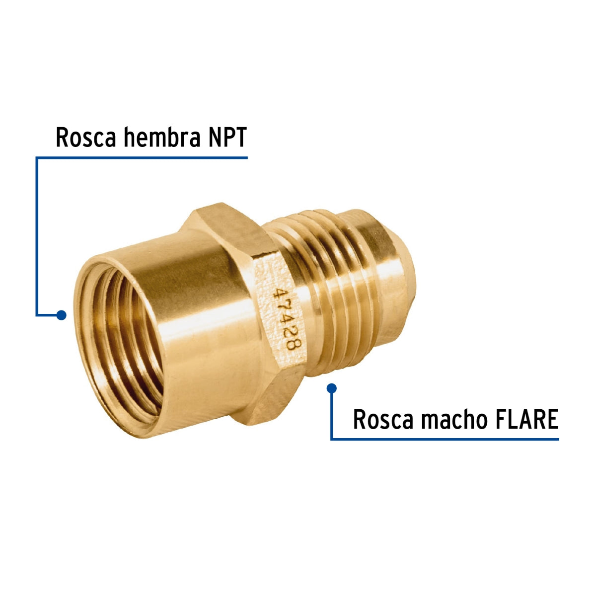 Niple campana p/gas 3/8" x 3/8" SKU:'47428