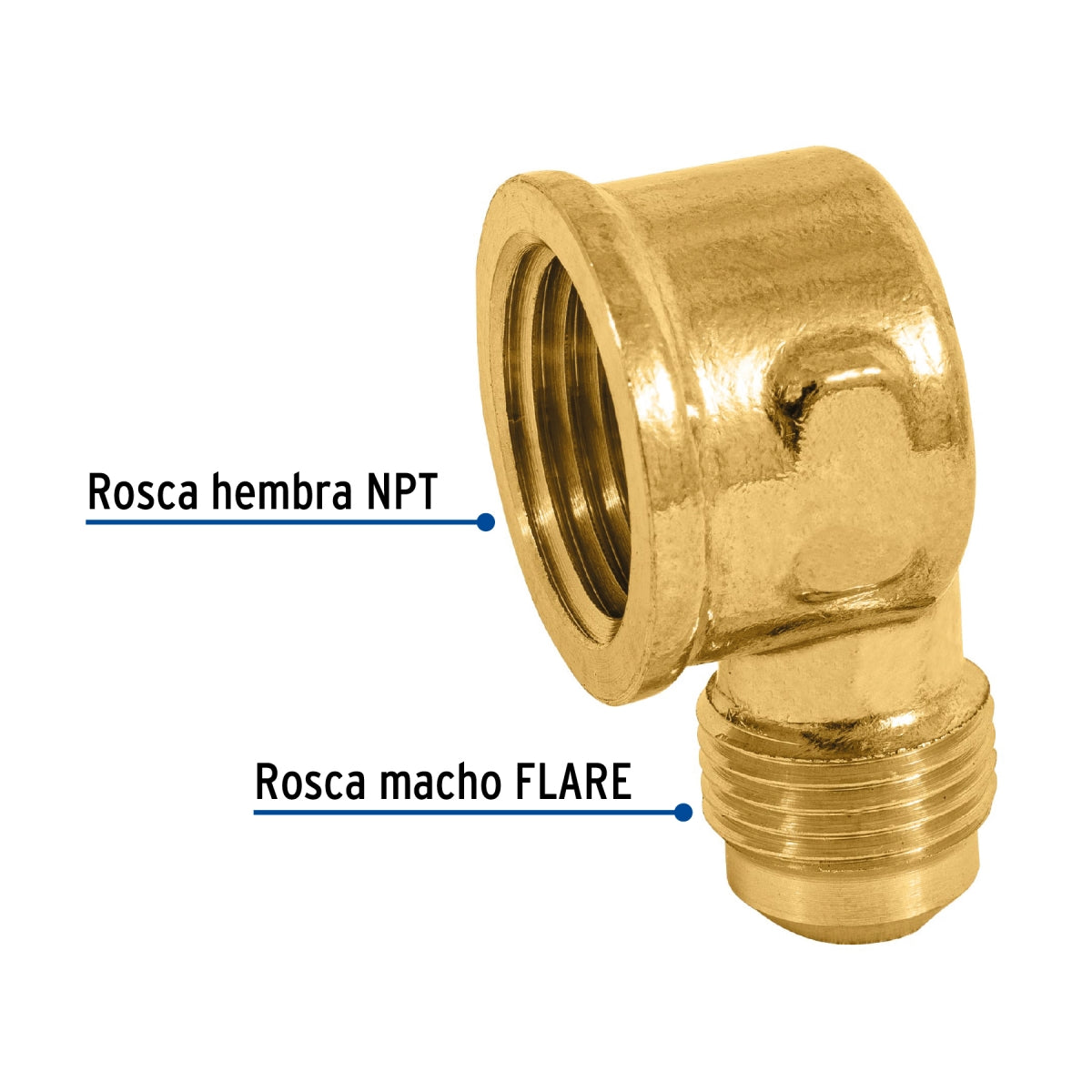 Codo estufa p/gas 3/8" x 1/2" SKU:'47404