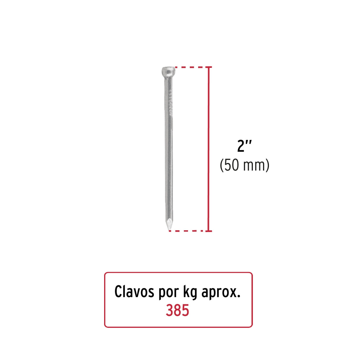 Clavos estándar 2" sin cabeza (1kg) SKU:'44497