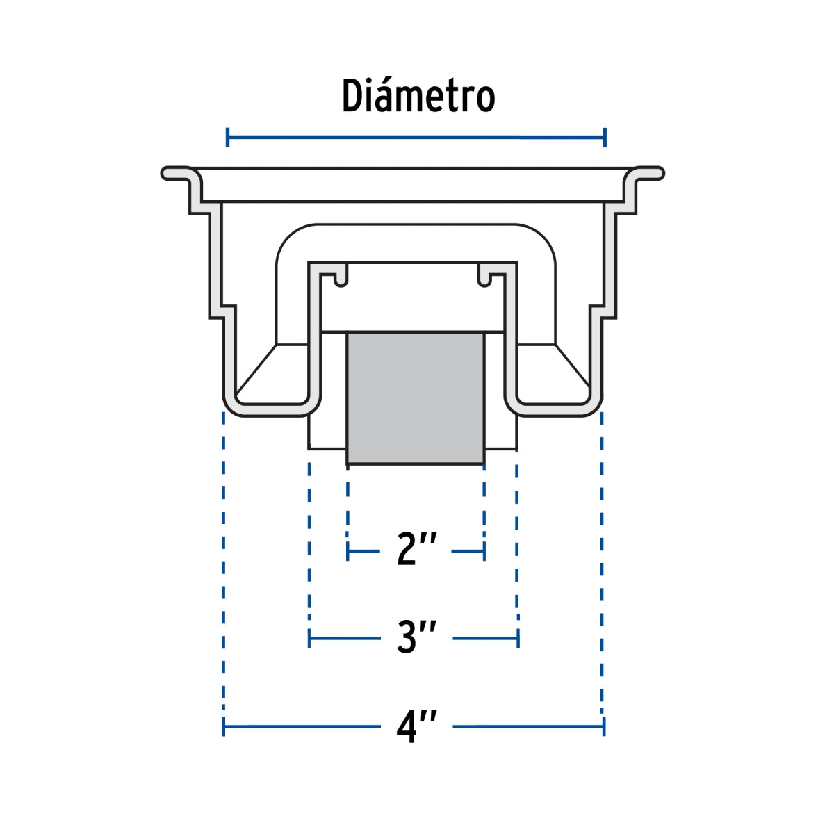 Coladera universal plástica rejilla cromada atornillable SKU:'46023