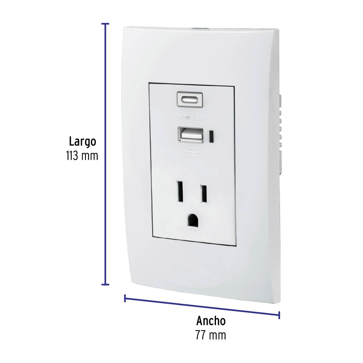 Placa armada doble 1 contacto 2 puertos USB (Oslo) SKU:'48313