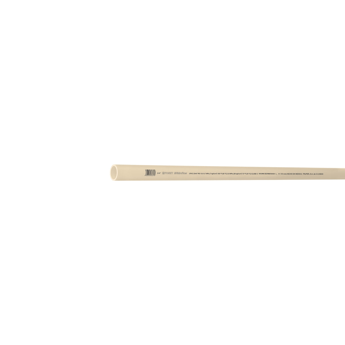 Tubo 3/4" CPVC (3.05m) SKU:'45043