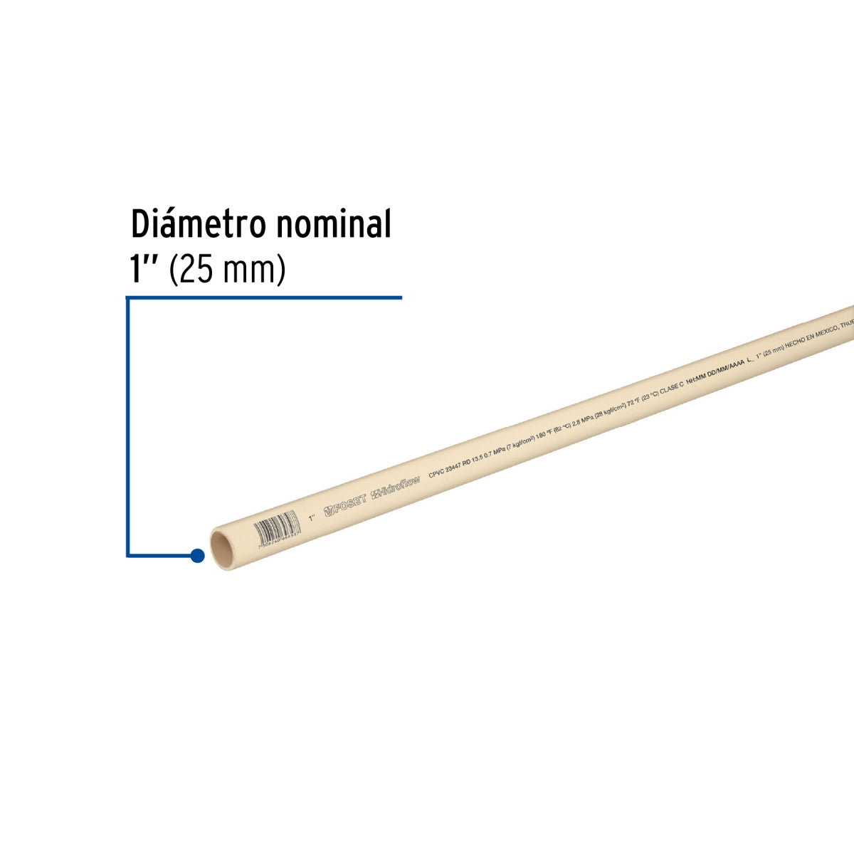 Tubo 1" CPVC (3.05m) SKU:'45044