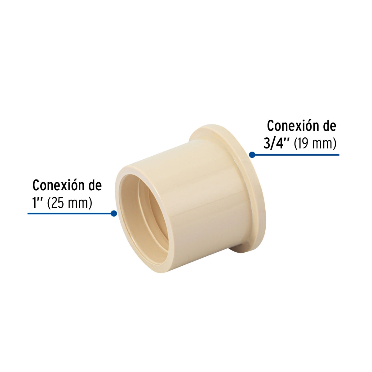 Reducción bushing 1" a 3/4" CPVC SKU:'45064