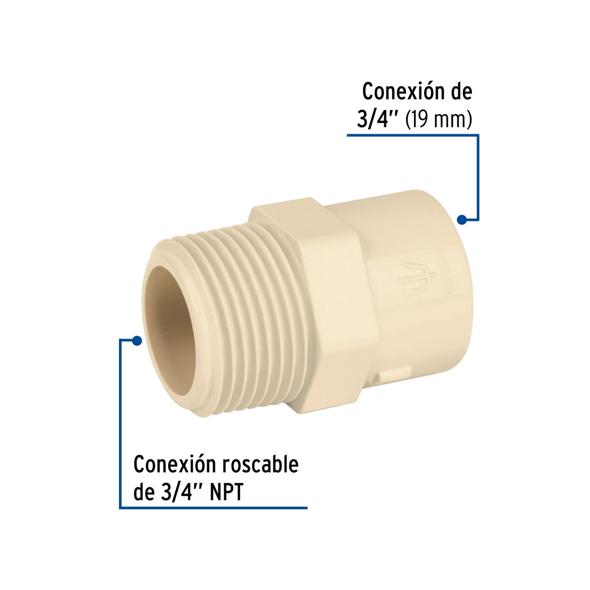 Adaptador macho 3/4" CPVC SKU:'45099