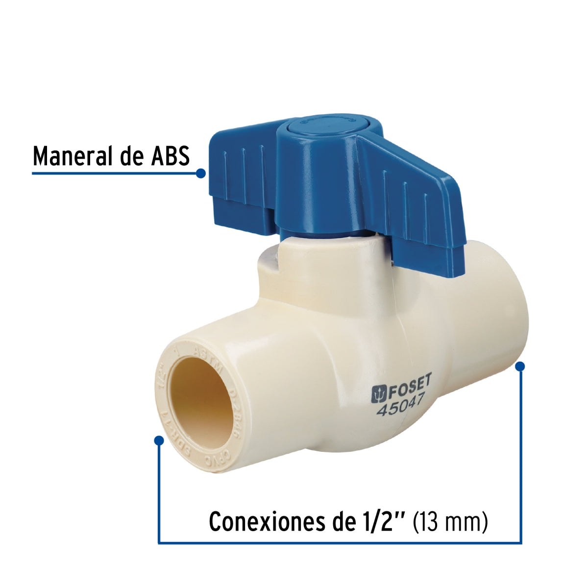 Válvula esfera 1/2" CPVC SKU:'45047