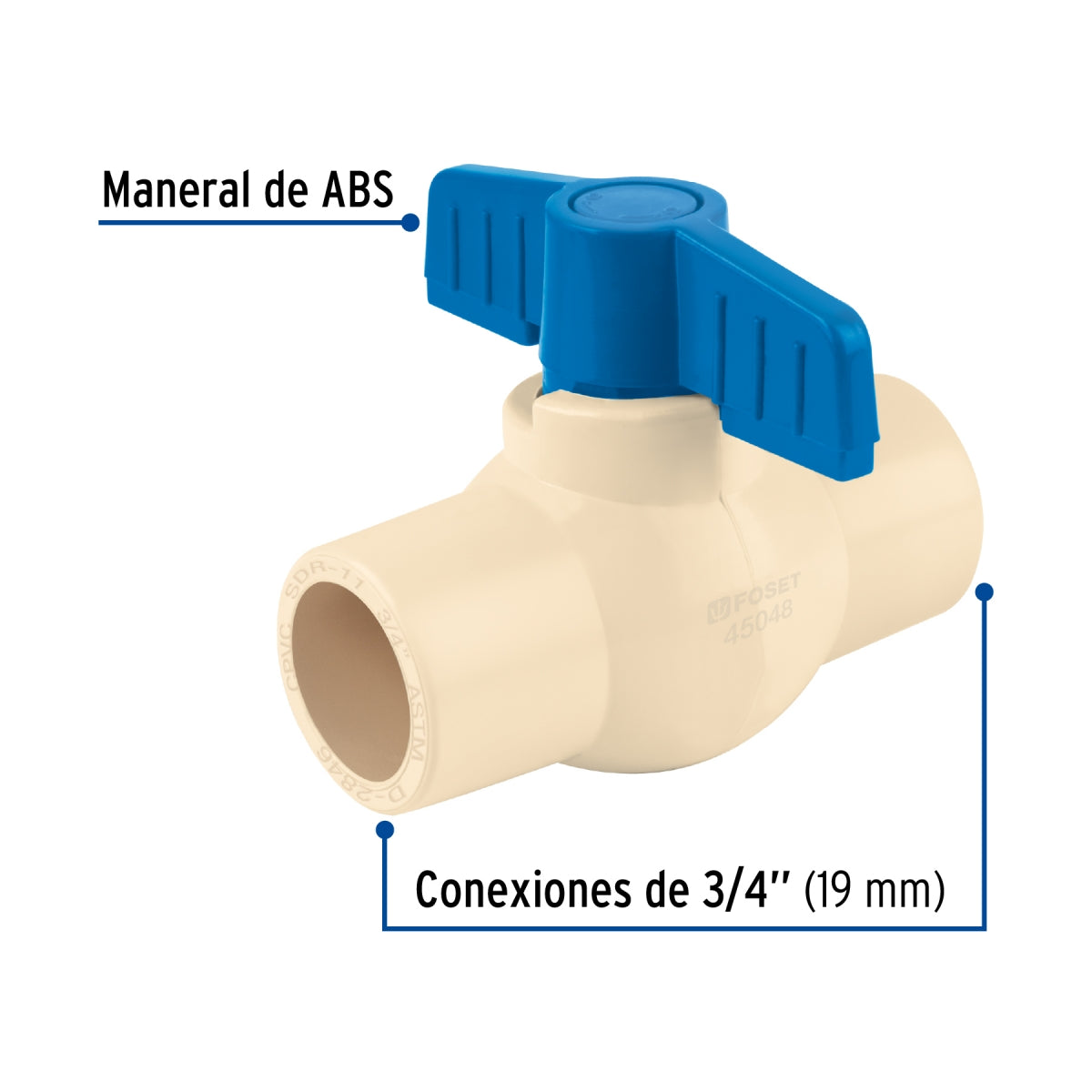 Válvula esfera 3/4" CPVC SKU:'45048