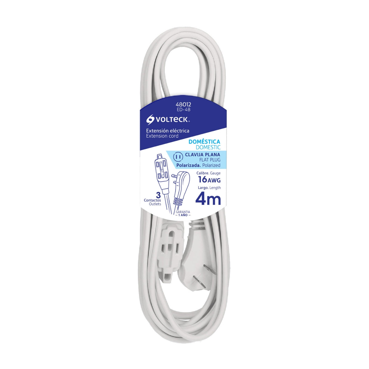 Extensión eléctrica doméstica 4m SKU:'48012