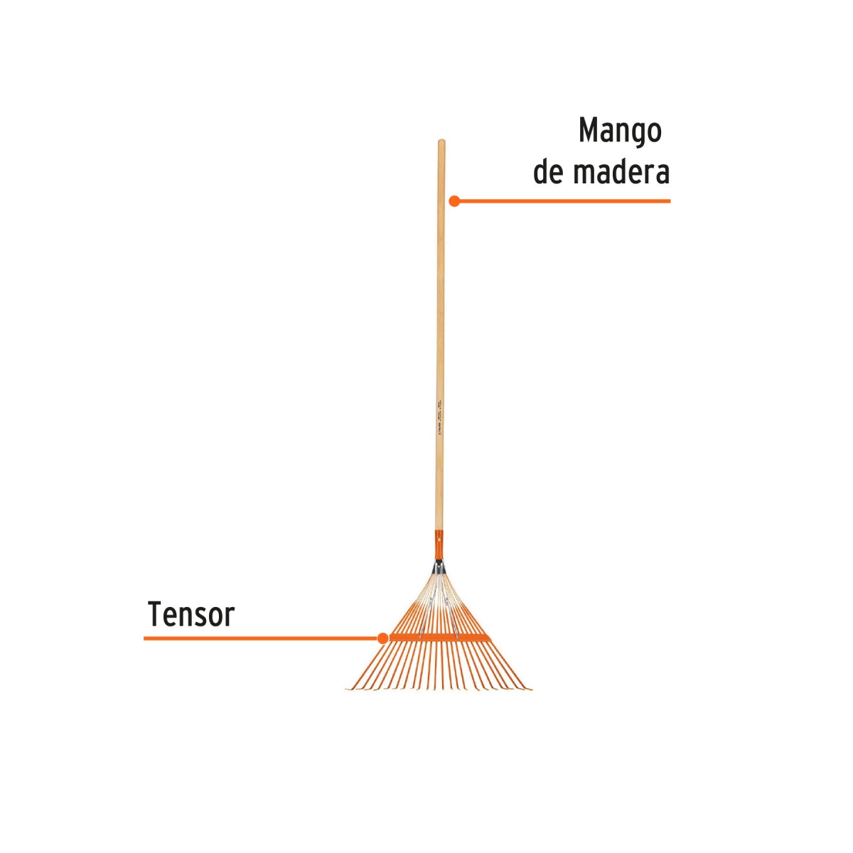 Escoba de jardín mango 48" dientes metálicos SKU:'14328