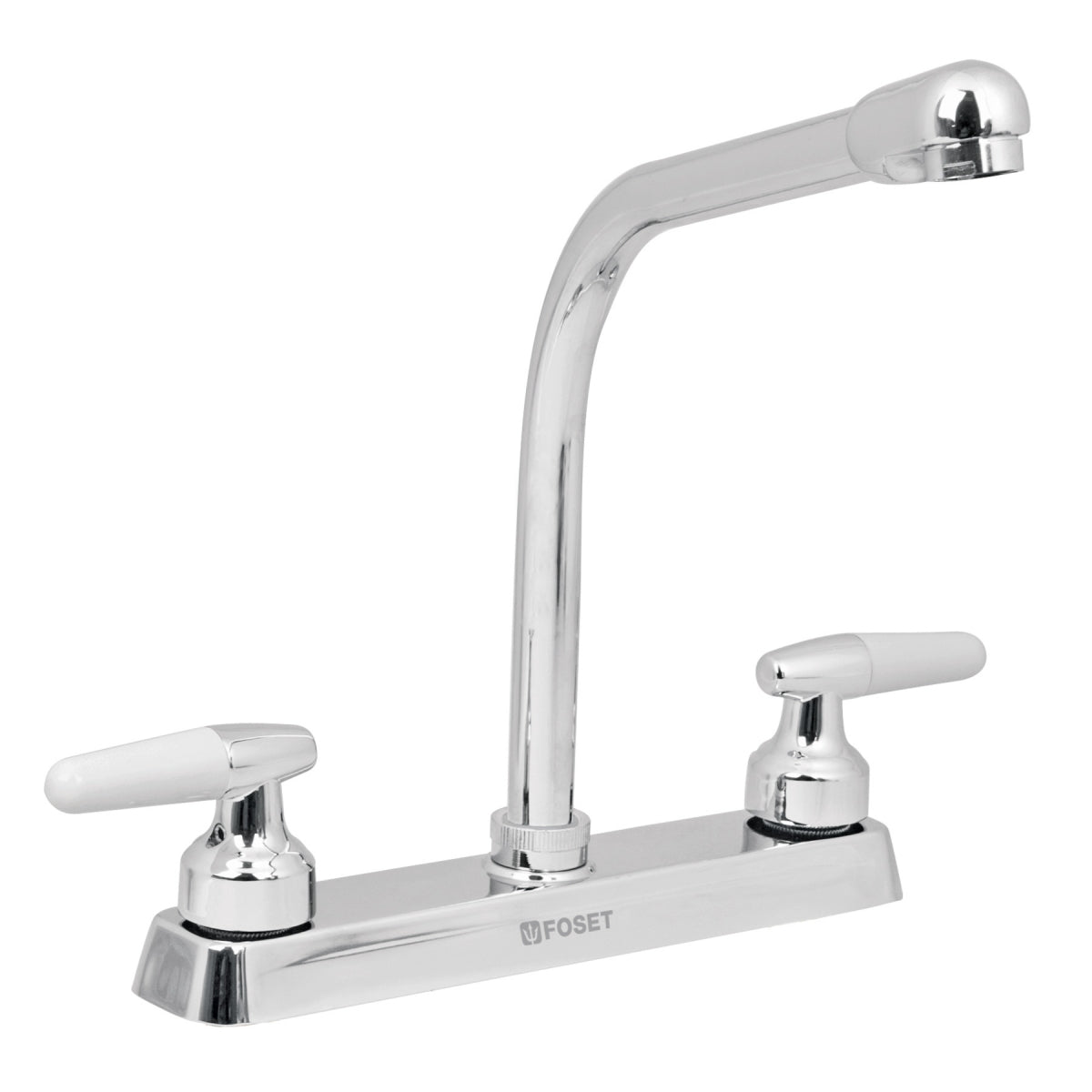 Mezcladora metálica 8" cuello tipo cobra p/fregadero manerales tipo cono (Basic) SKU:'49180